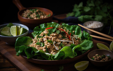 thai style pork larb created with Generative AI technology