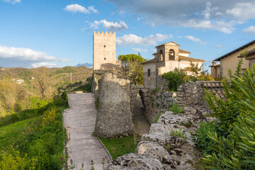 Scenic view in Arpino, ancient town in the province of Frosinone, Lazio, central Italy. - obrazy, fototapety, plakaty