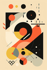 Abstract geometric Bauhaus style background, trendy 20s geometric design poster design, generative AI digital art.