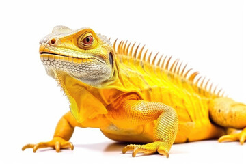 yellow iguana isolated created with Generative AI technology - obrazy, fototapety, plakaty