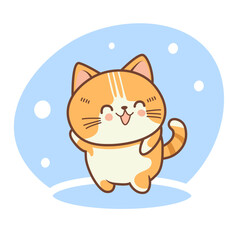 Vector so cute kawaii cat isolated on white sticker print