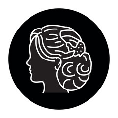 Woman bridal hairstyle color line icon. Beauty industry. Hairdresser service.