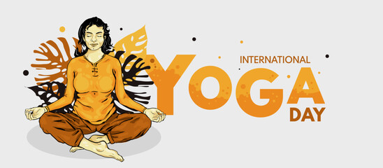  International Yoga Day - banner, poster - vector illustration