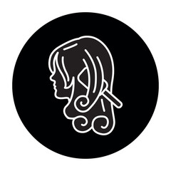 Womans hair styling color line icon. Beauty industry. Hairdresser service.