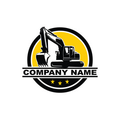 yellow vector excavator company logo illustration
