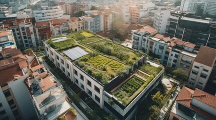 green roof in the city drone shot Beautiful Natural Photograph Fresh Green Lifestyle