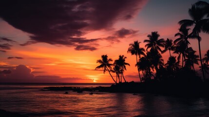 Obraz na płótnie Canvas tropical palm tress with a golden hour theme Beautiful Natural Photograph Fresh Green Lifestyle
