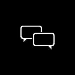 Naklejka premium Dialog message speech bubble thought note isolated icon on black background 