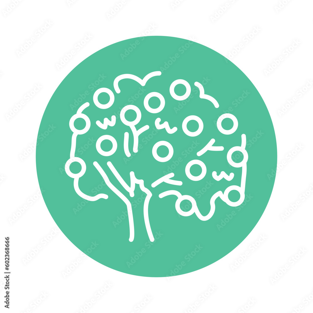 Poster apple tree color line icon. pictogram for web page