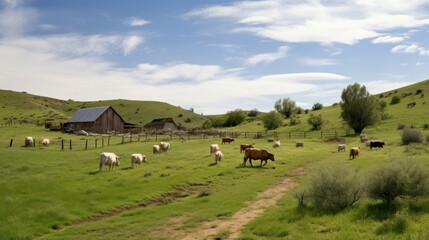 Naklejka na ściany i meble Cow farm beautiful photo Beautiful Natural Photograph Fresh Green Lifestyle