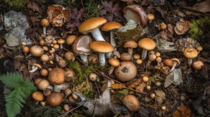 Fototapeta premium Mushrooms fungus nature forest Beautiful Natural Photograph Fresh Green Lifestyle