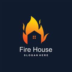 Fire house logo design idea with modern creative idea