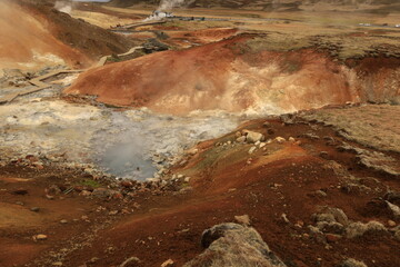 Fototapeta na wymiar View on the Seltún Geothermal Area in the south of Iceland