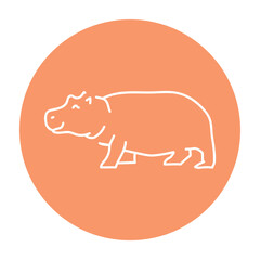Hippopotamus color line illustration