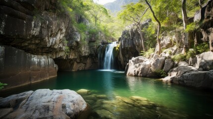 Fototapeta na wymiar Waterfall in the forest beautiful nature photograph