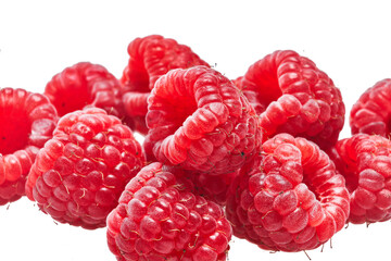  Delicious group of raspberries over isolated white background
