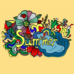 Abstract  pattern with text on a light yellow background