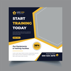 Gym and fitness social media banner post template