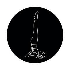 Sarvangasana pose of birch trees color line illustration. Pictogram for web page