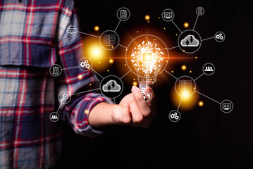 Digital transformation change management, internet of things. new technology bigdata and business process strategy, automate operation, customer service management, cloud computing, smart industry