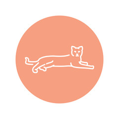 Lying happy cat color line icon. Pictogram for web page
