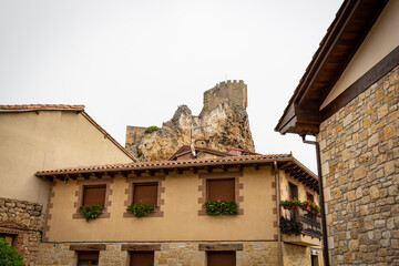 Fototapeta na wymiar a view to the medieval castle of Frías town, Las Merindades, province of Burgos, Castile and León, Spain
