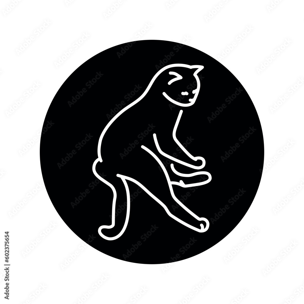 Poster cat enjoy rest color line icon. pictogram for web page