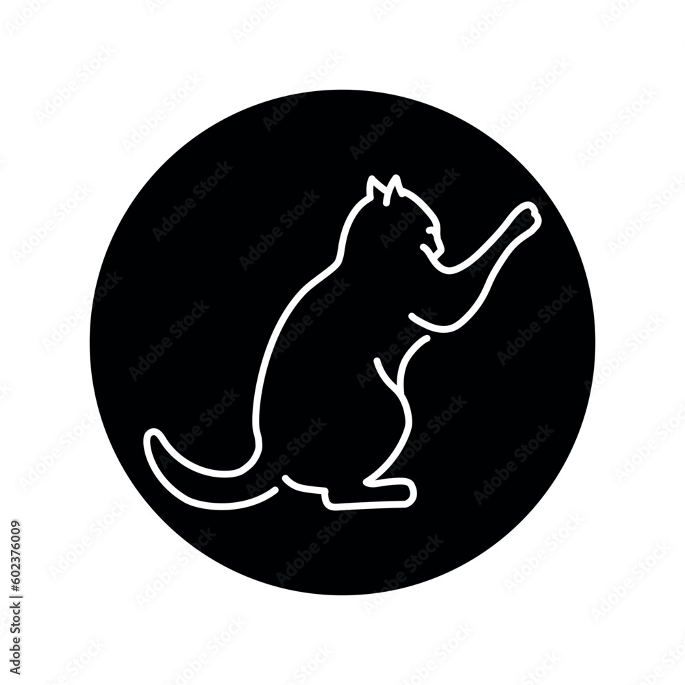 Poster evil cat fights color line icon. pictogram for web page