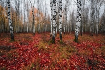 illustration, autumn forest landscape,generative ai