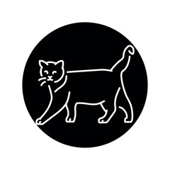 Happy cat standing color line icon. Pictogram for web page