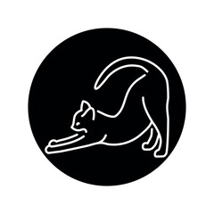 Happy cat stretches color line icon. Pictogram for web page