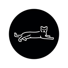 Lying happy cat color line icon. Pictogram for web page