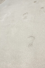 beautiful footprints in the sand near the sea on nature background