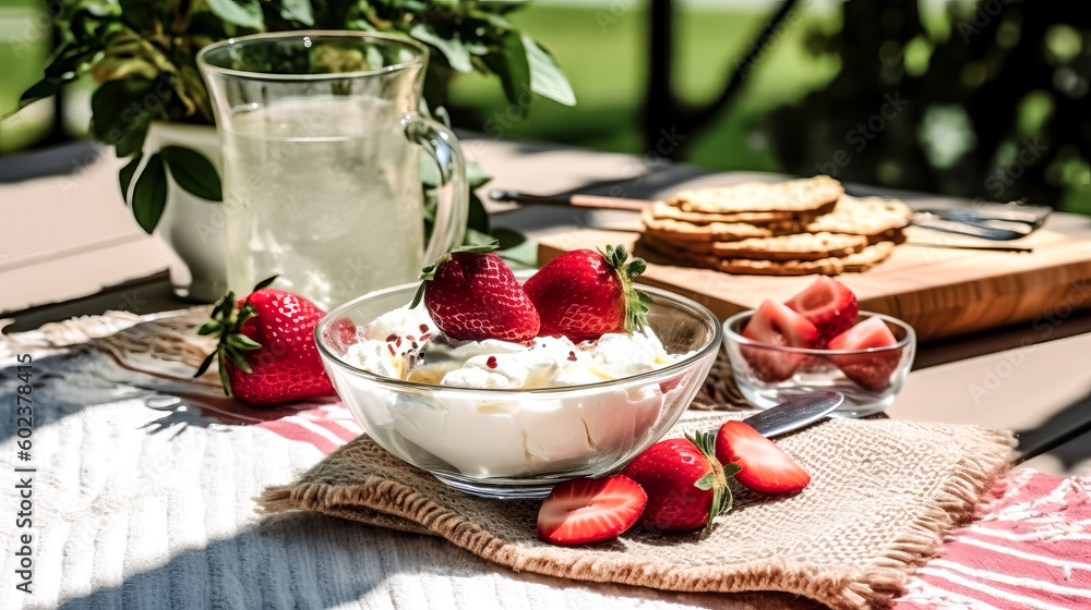 Poster a breakfast or brunch outside was created with generative ai - generative ai.