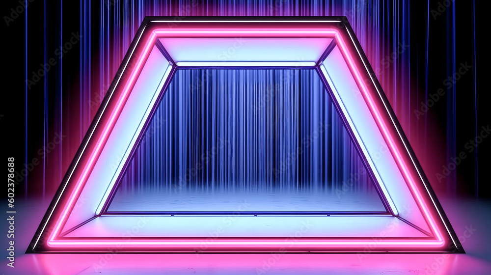 Aufkleber the blue, pink and neon triangular frame was shaped into a triangle - generative ai.