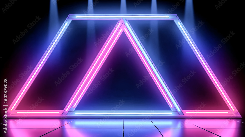 Aufkleber a triangular frame with blue and pink neon shades was created - generative ai.