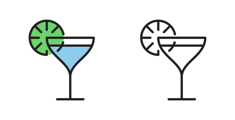 Icon of alcoholic drink cocktail with lime