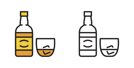 Icon of the alcoholic drink whiskey with ice