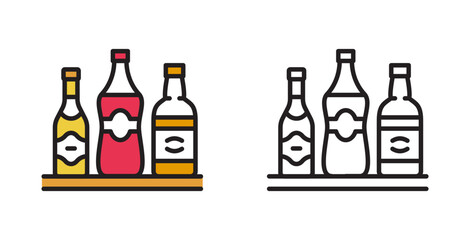 Fototapeta na wymiar Icon of alcoholic beverages. Beer, wine, whiskey.