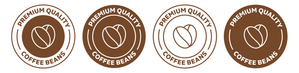 Premium coffee beans icon set on white background.