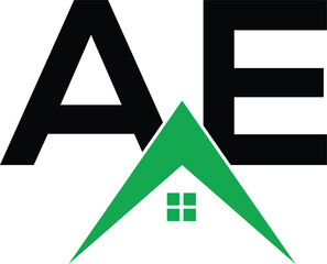 Initial letter AE real estate logo design template AE home or house letter logo