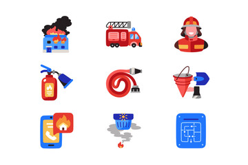 Fototapeta premium Fire safety icon set