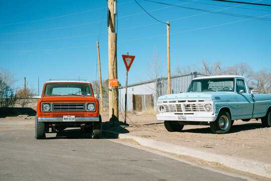 Vintage pickup trucks in Marfa, Texas