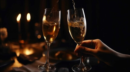 Two Champagne Glasses. Generative AI