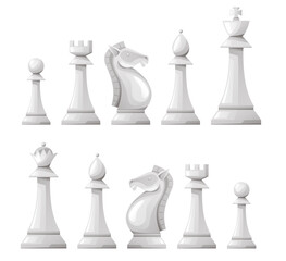 Chess piece board figure game checkmate isolated set concept. Vector graphic design element illustration 