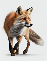 Fototapeta premium Fox isolated in white background, Generative Ai