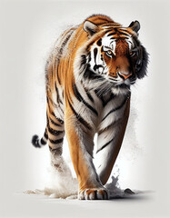Tiger isolated in white background, Generative Ai	
