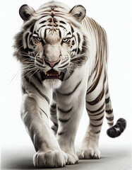 Fototapeta premium White Tiger in white background, Generative Ai