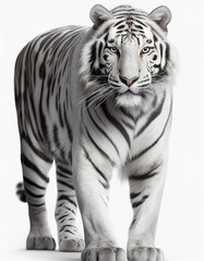 White Tiger in white background, Generative Ai