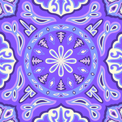 vector contemporary floral asian design scarf pattern on violet.